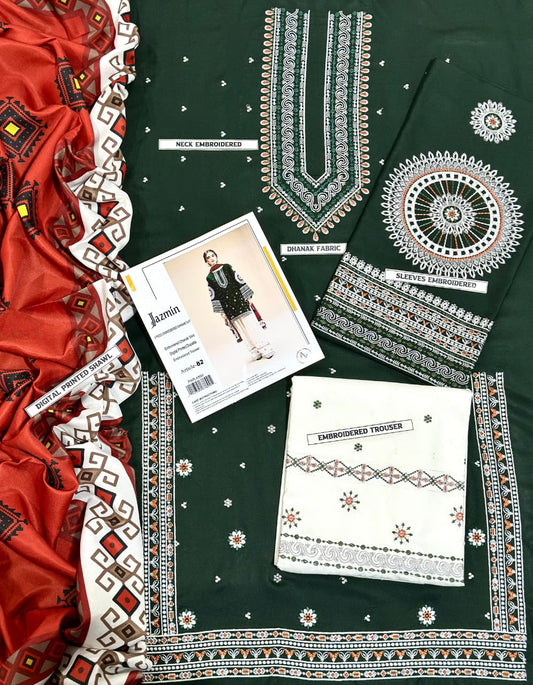 (Jazmin)3pc heavy embroider unstitched