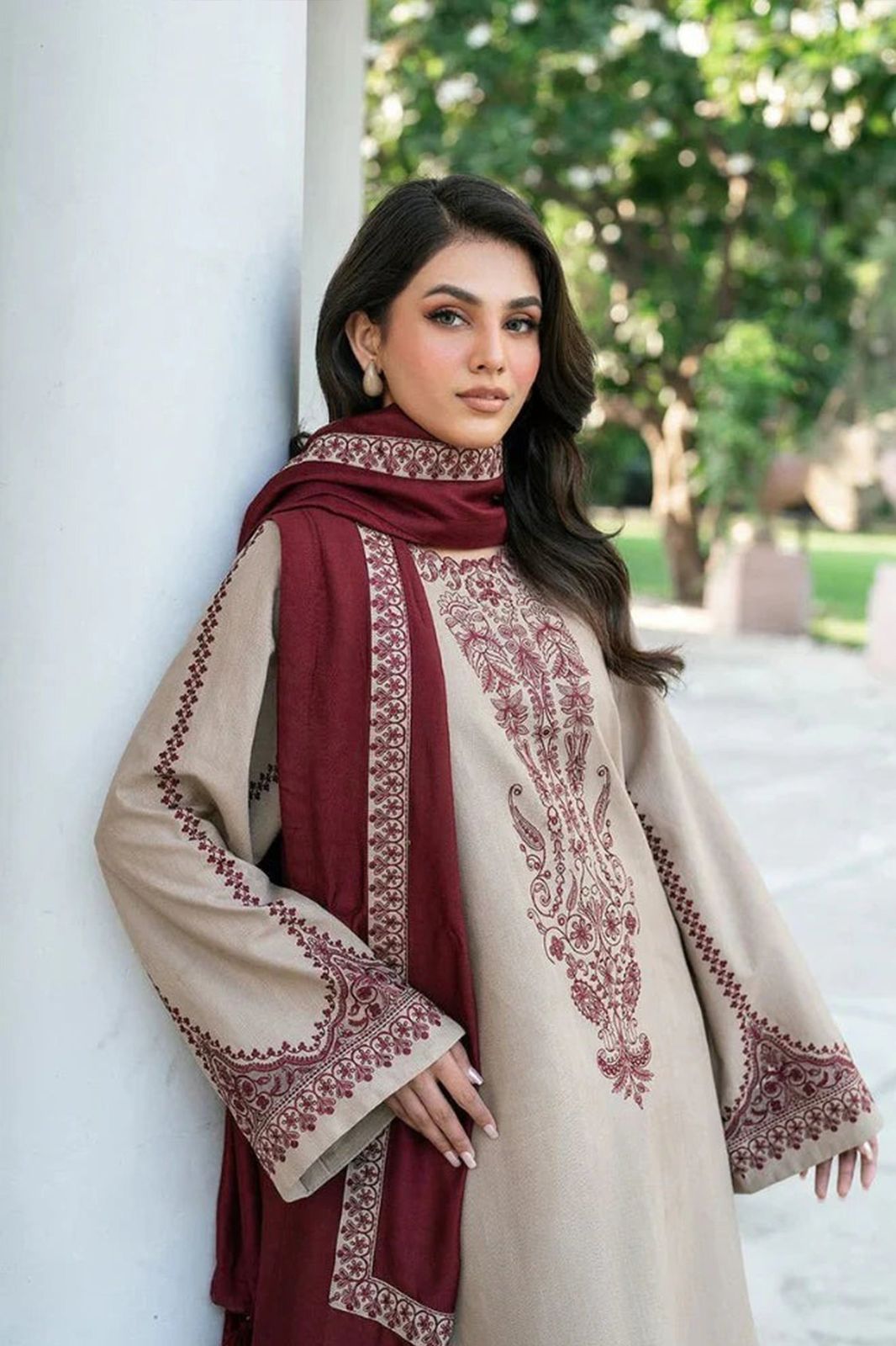 (ZARA SHAHJAHAN) DHANAK 3PC EMBROIDED UNSTICHED